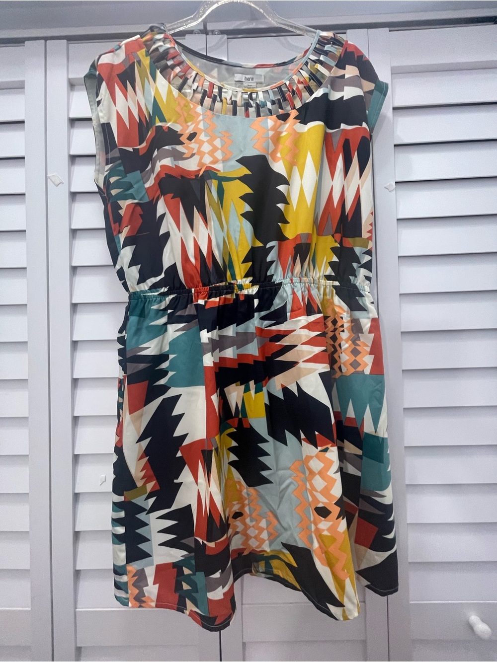 Bar III Multicolor Geo Cutout Neckline Dress Size XL